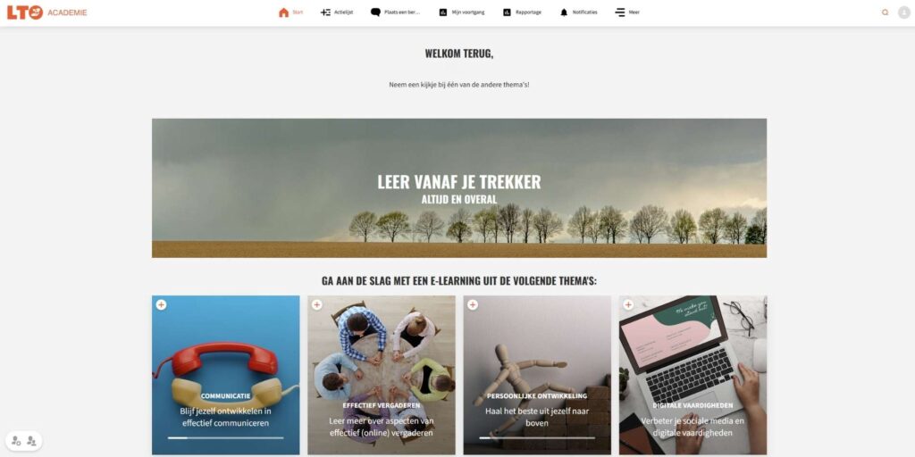 Voorkant online leerplatform